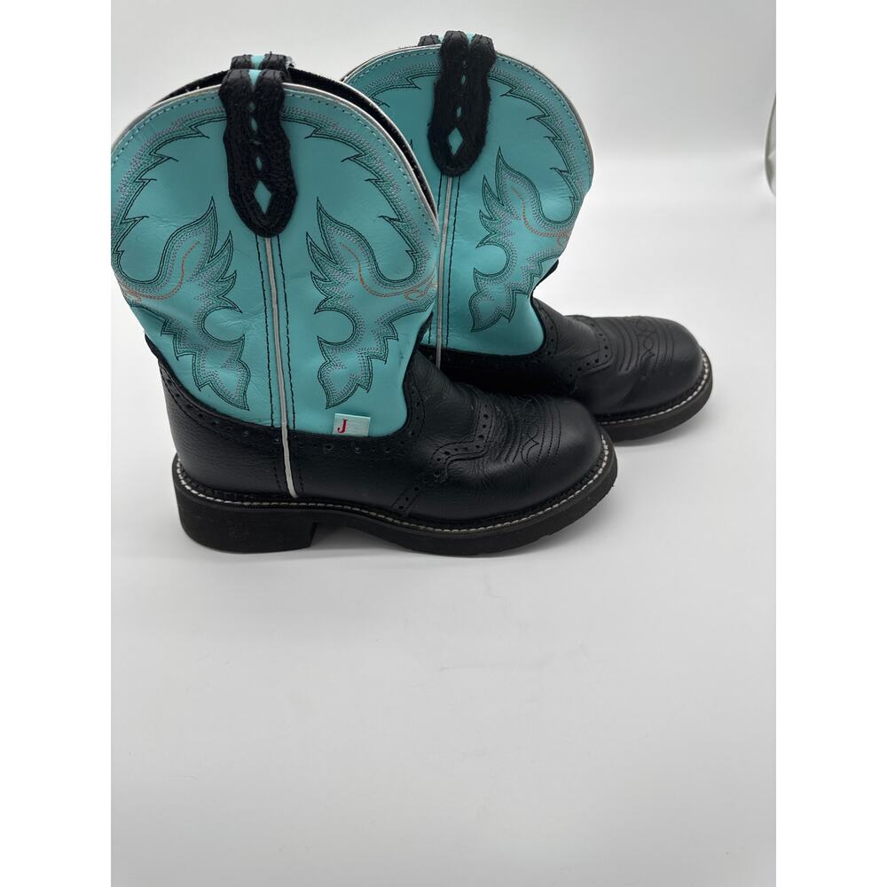 Justin Gemma‎ Teal Blue Western Gypsy Round Toe Boots Size Women's 7.5 B